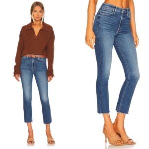 Mother Denim Mid Rise Dazzler Ankle Fray Opposites Attract Jeans